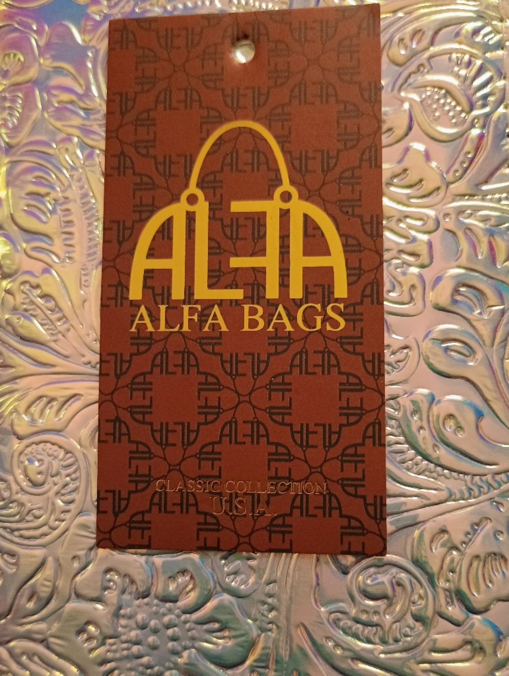 PRICE FIRM NWT ALBA Blue Iridescent Embossed Zip Wallet - Picture 3 of 4